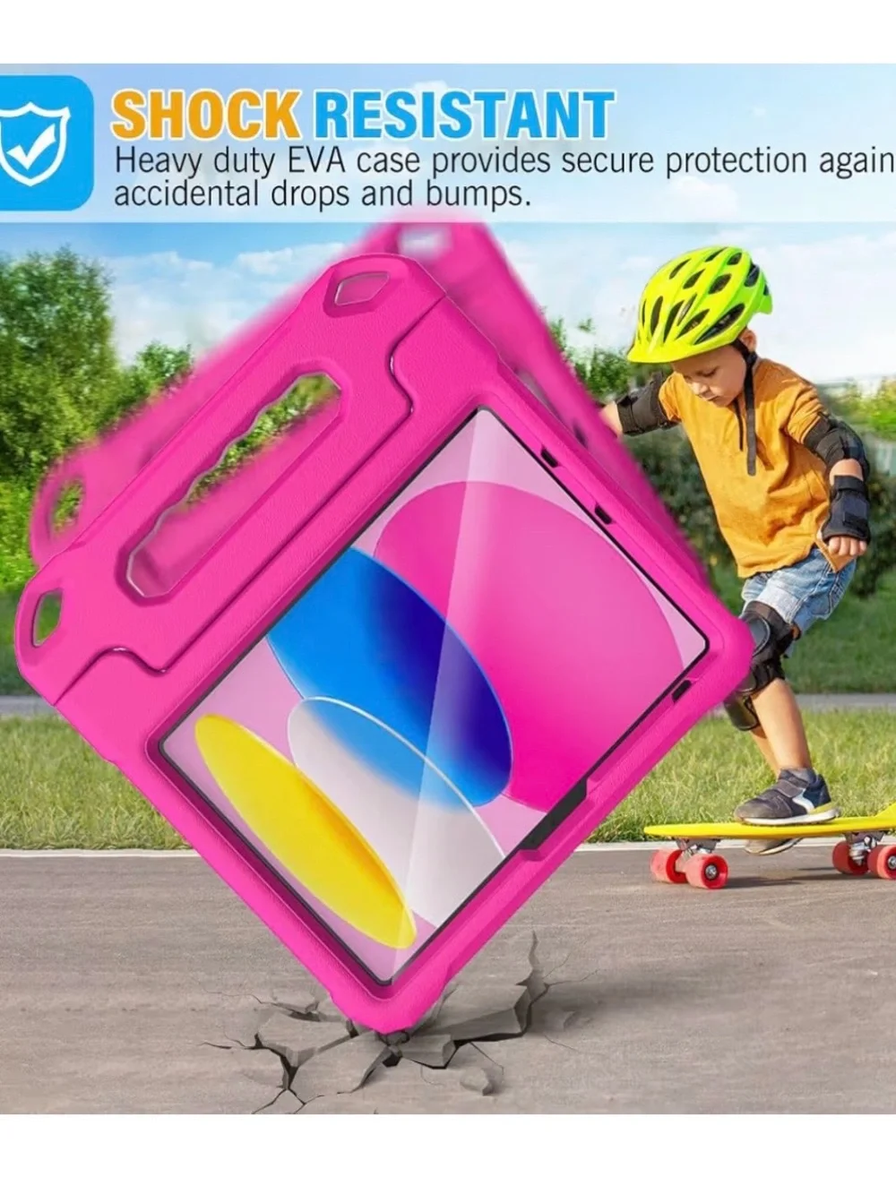 Avawo Kids Shock Proof, Protective Case  iPad 10/11 Gen, Screen Cover, Rose NEW
